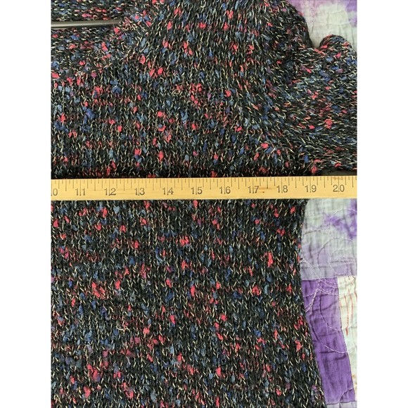 Como Black Womens Large Knit Sweater Size Large Metallic Pink Blue Wide Neck - Picture 5 of 7